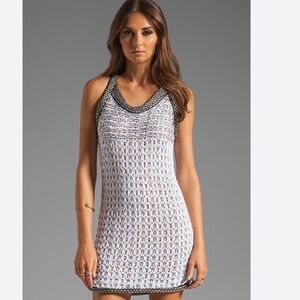 SEE BY CHLOE crochet Knit Dress in white/Silver/Black SZ S US 4